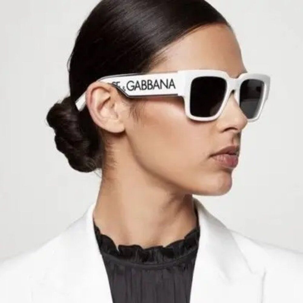 SALE! NEW D&G DG6184 331287 White Dark Grey Square Unisex Sunglasses